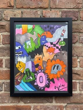 9 Y/O Colorful Pop Art Monster Drawing